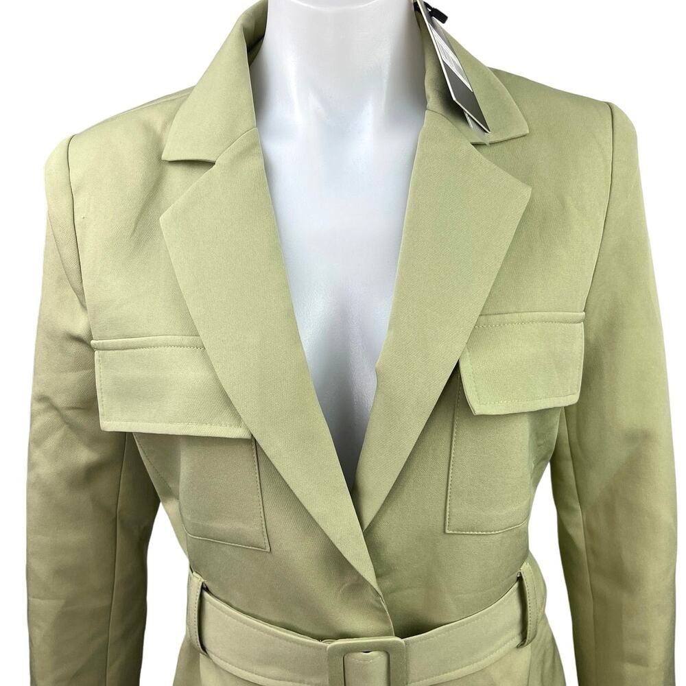 NEW Lioness Steinway Green Belted Tailored Collar Jacket Mini Blazer Dress Sz XS - Picture 7 of 15